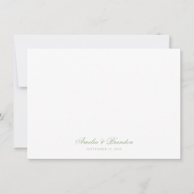 Minimalist Classic Sage Green Calligraphy Script Card (Front)