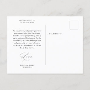 Minimalist classic simple thank you postcard