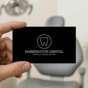 Minimalist Classic Tooth Dentist Logo Mint Black Business Card
