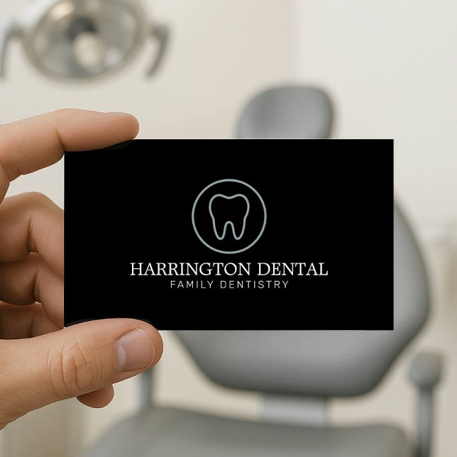Minimalist Classic Tooth Dentist Logo Mint Black Business Card (Creator Uploaded)