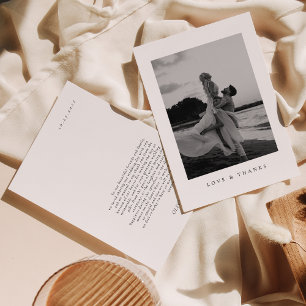 Minimalist Classic Wedding Photo Thank You Card