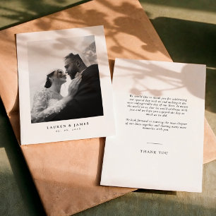 Minimalist Classic Wedding Photo Thank You Card
