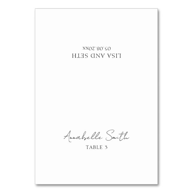 Minimalist Classic Wedding Place Card (Front)