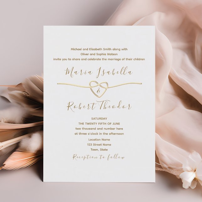 Minimalist Classic White and Gold Wedding Invitation (Creator Uploaded)
