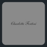 Minimalist Classical Handwriting Script Name Grey Square Sticker<br><div class="desc">This template can be customised to meet all professional occupations.</div>