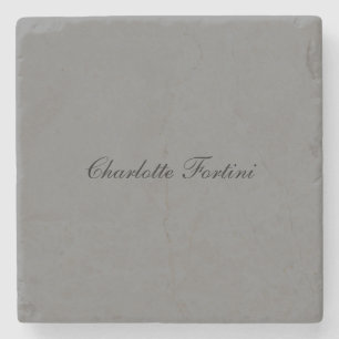 Minimalist Classical Handwriting Script Name Grey Stone Coaster