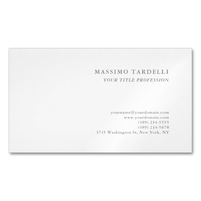 Minimalist Classical Plain Professional Magnetic Business Card (Front)
