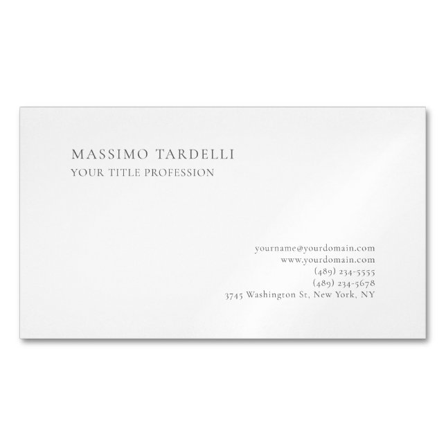 Minimalist Classical Plain Professional Magnetic Business Card (Front)