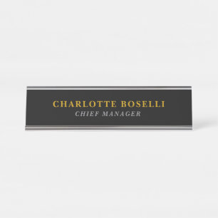 Minimalist Classical Professional Black Gold Color Desk Name Plate