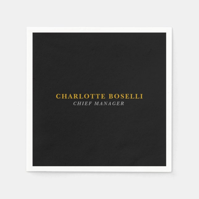 Minimalist Classical Professional Black Gold Color Napkin (Front)