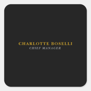 Minimalist Classical Professional Black Gold Color Square Sticker