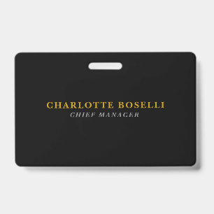 Minimalist Classical Professional Black Gold Colou ID Badge