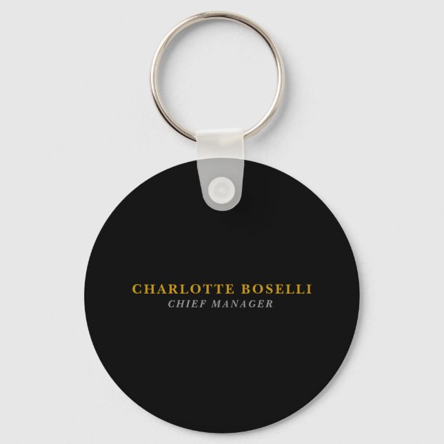 Minimalist Classical Professional Black Gold Colou Key Ring (Front)