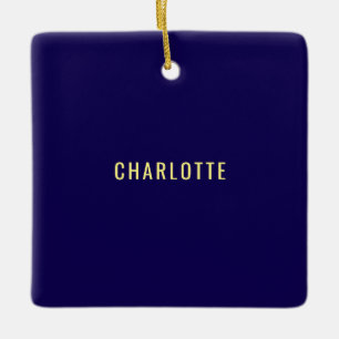 Minimalist Classical Professional Blue Color Name Ceramic Ornament
