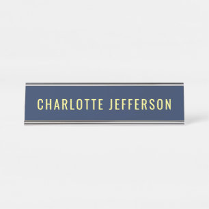 Minimalist Classical Professional Blue Color Name Desk Name Plate