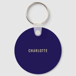 Minimalist Classical Professional Blue Color Name Key Ring