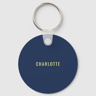 Minimalist Classical Professional Blue Color Name Key Ring