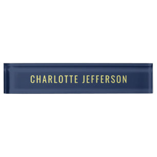 Minimalist Classical Professional Blue Color Name Nameplate