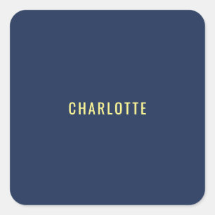 Minimalist Classical Professional Blue Color Name Square Sticker