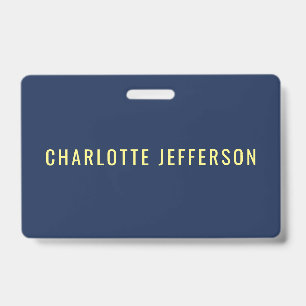 Minimalist Classical Professional Blue Colour Name ID Badge