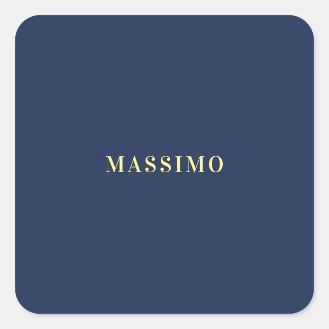 Minimalist Classical Professional Blue Colour Name Square Sticker (Front)