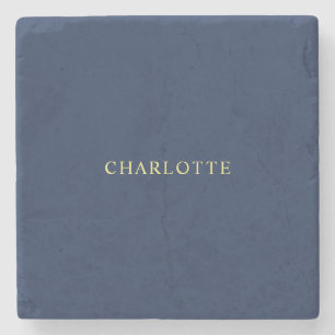 Minimalist Classical Professional Blue Colour Name Stone Coaster
