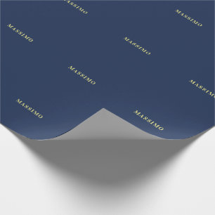 Minimalist Classical Professional Blue Colour Name Wrapping Paper