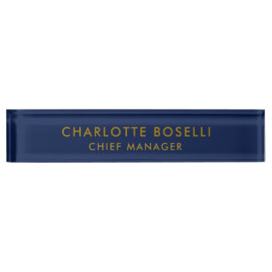 Minimalist Classical Professional Blue Gold Colour Nameplate