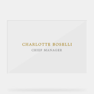 Minimalist Classical Professional Gold Color Acrylic Sign