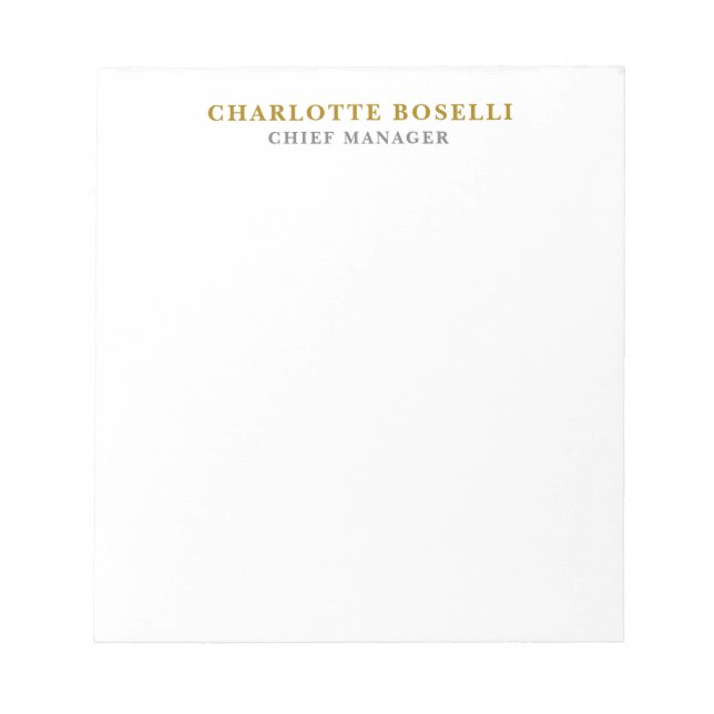 Minimalist Classical Professional Gold Color Notepad (Front)