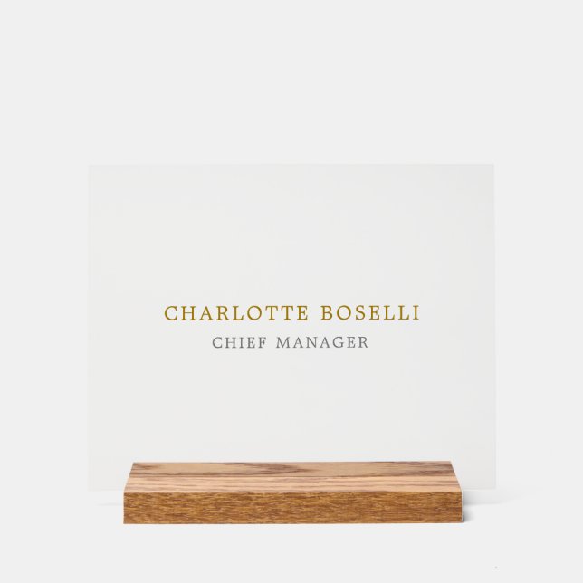 Minimalist Classical Professional Gold Colour Acrylic Sign (Front)