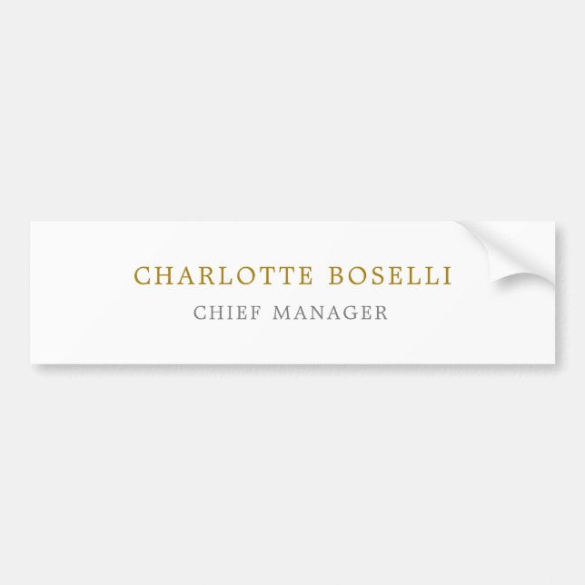 Minimalist Classical Professional Gold Colour Bumper Sticker (Front)