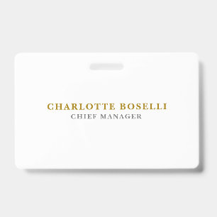 Minimalist Classical Professional Gold Colour ID Badge