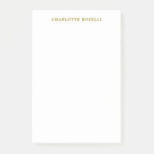 Minimalist Classical Professional Gold Colour Name Post-it Notes