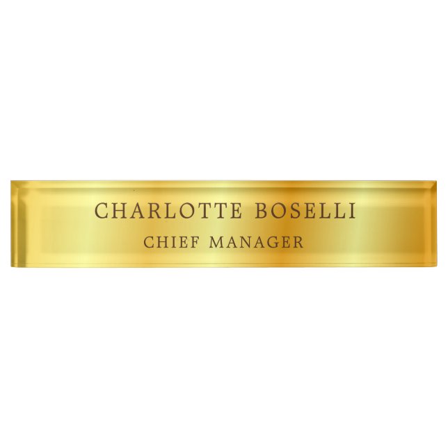 Minimalist Classical Professional Gold Colour Nameplate (Front)
