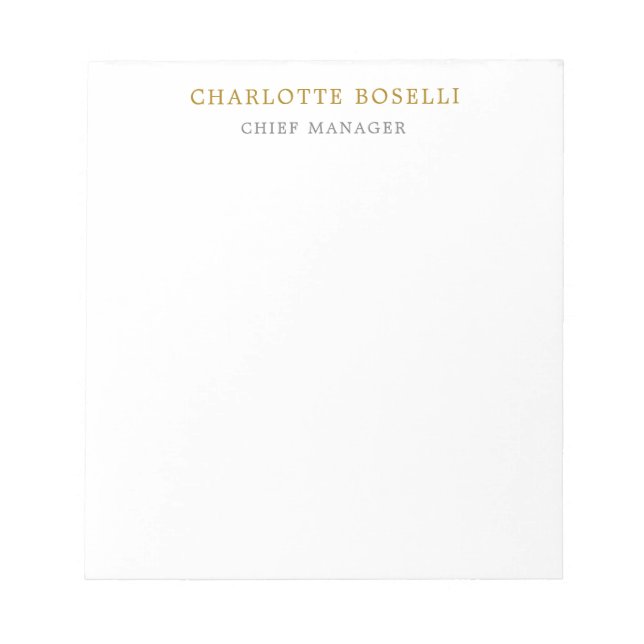 Minimalist Classical Professional Gold Colour Notepad (Front)