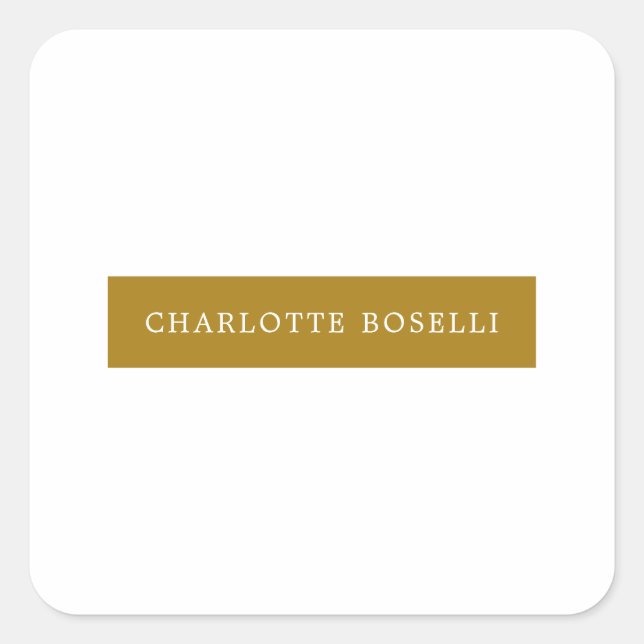 Minimalist Classical Professional Gold Colour Square Sticker (Front)