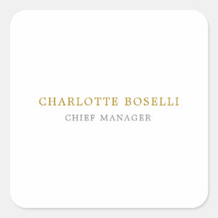 Minimalist Classical Professional Gold Colour Square Sticker