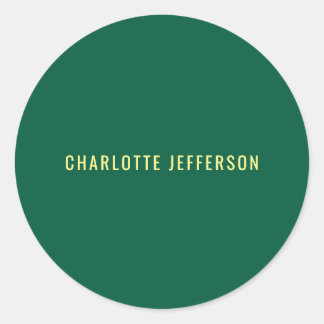 Minimalist Classical Professional Green Yellow Classic Round Sticker