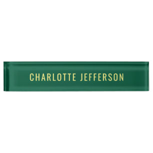 Minimalist Classical Professional Green Yellow Nameplate