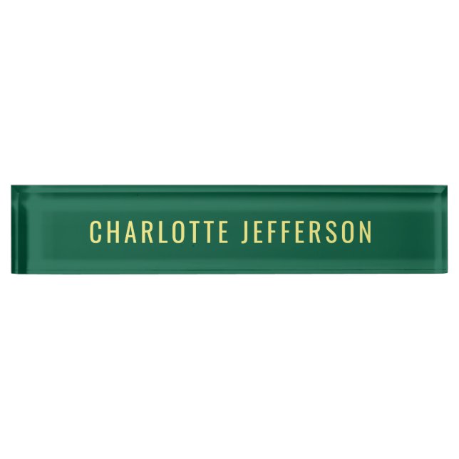 Minimalist Classical Professional Green Yellow Nameplate (Front)