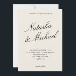 Minimalist Classy Black and Ivory Wedding Invitation<br><div class="desc">Create your own custom wedding invitations in a minimalist elegant style. Add your personalized details of your wedding day in modern typography with names in classic script design.</div>