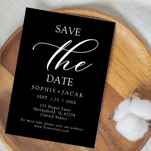 Minimalist classy Black Elegant text Save the Date Invitation