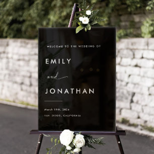 Minimalist Classy Black Wedding Welcome Acrylic Sign