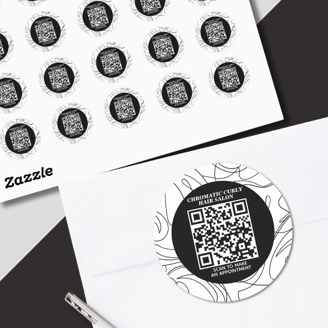 Minimalist Classy Black White Abstract Pattern  Classic Round Sticker (Creator Uploaded)