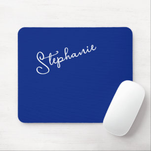 Minimalist Classy Blue Personalized Script Name  Mouse Pad