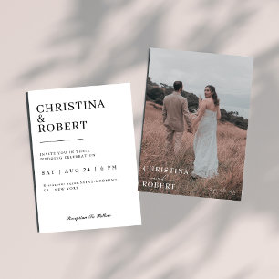 Minimalist classy Boho Photo Wedding Invitation