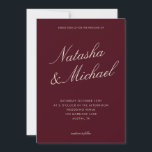 Minimalist Classy Burgundy Wedding Invitation<br><div class="desc">Create your own custom wedding invitations in a minimalist elegant style. Add your personalized details of your wedding day in modern typography with names in classic script design.</div>