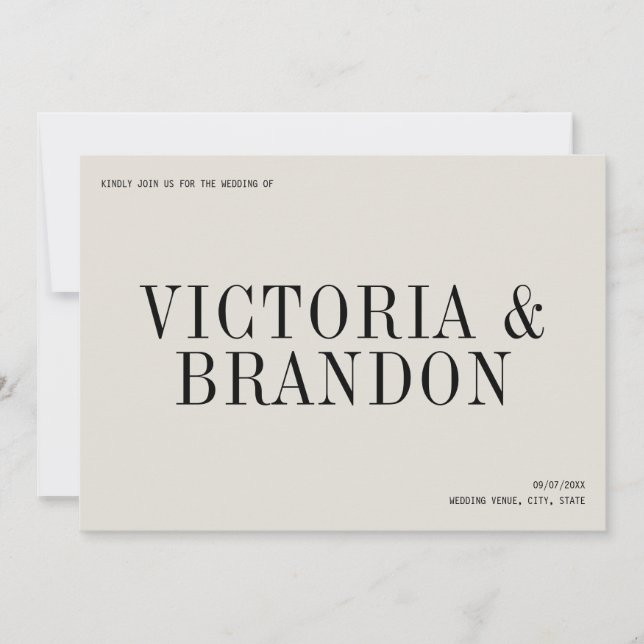 Minimalist Classy Chic Typography Modern Wedding Invitation (Front)
