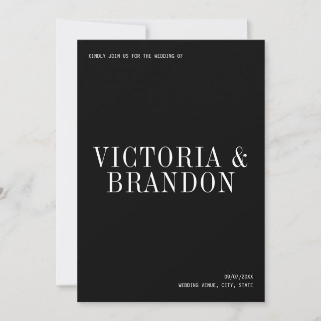 Minimalist Classy Chic Typography Modern Wedding Invitation (Front)